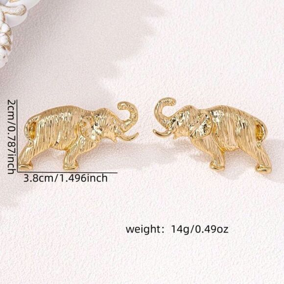 Gold Elephant Earrings - Picture 5 of 5